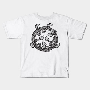 CYCLE OF LIFE ROUND TREE in Black White and Gray - UnBlink Studio by Jackie Tahara Kids T-Shirt